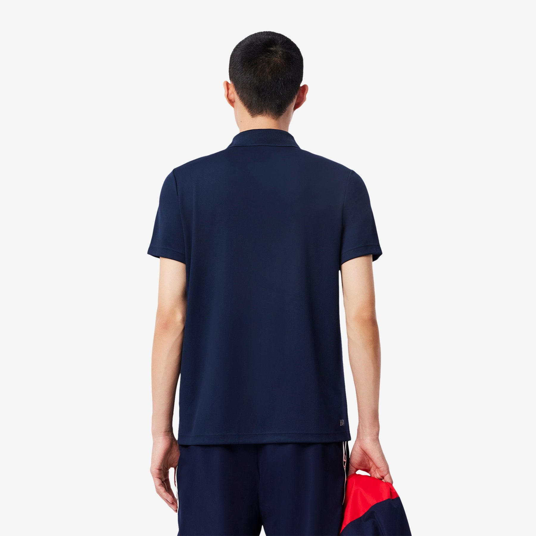 LACOSTE Polo con Banda Verticale in Tessuto Tecnico Blu\Bianco