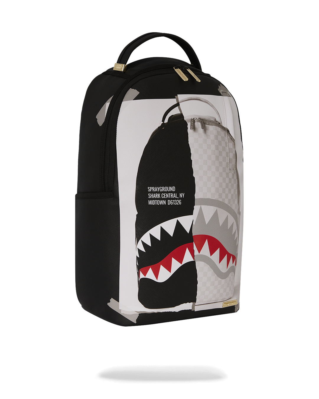 SPRAYGROUND Zaino In Pelle Con Grafica Zaino Bicolor Con Scotch Nero e Bianco