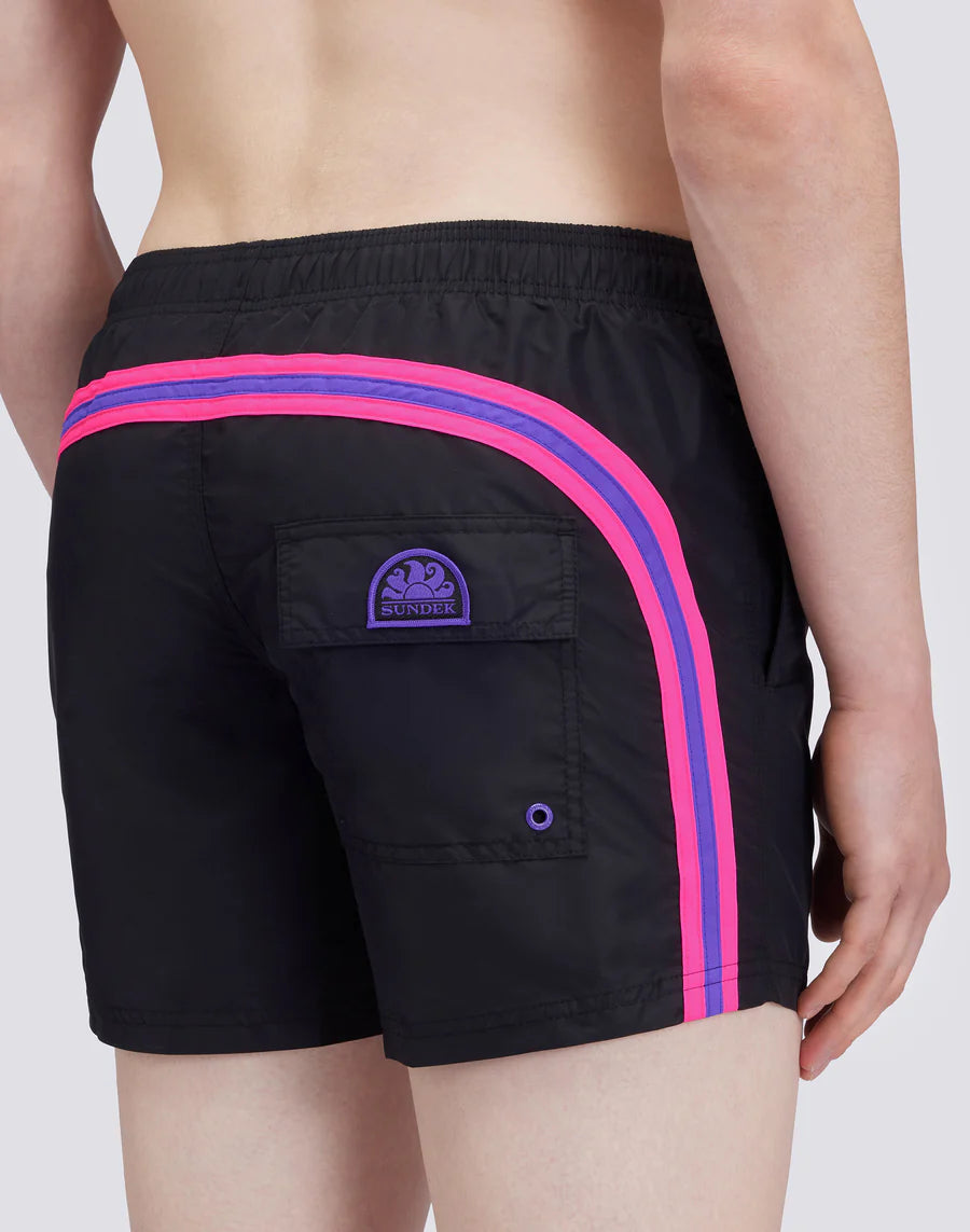SUNDEK Costume Retro Arcobaleno Fuxia-Viola Uomo Nero