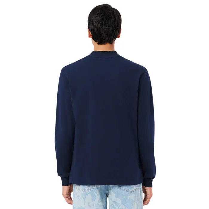 LACOSTE T-Shirt Basic a Maniche Lunghe in Cotone Blu