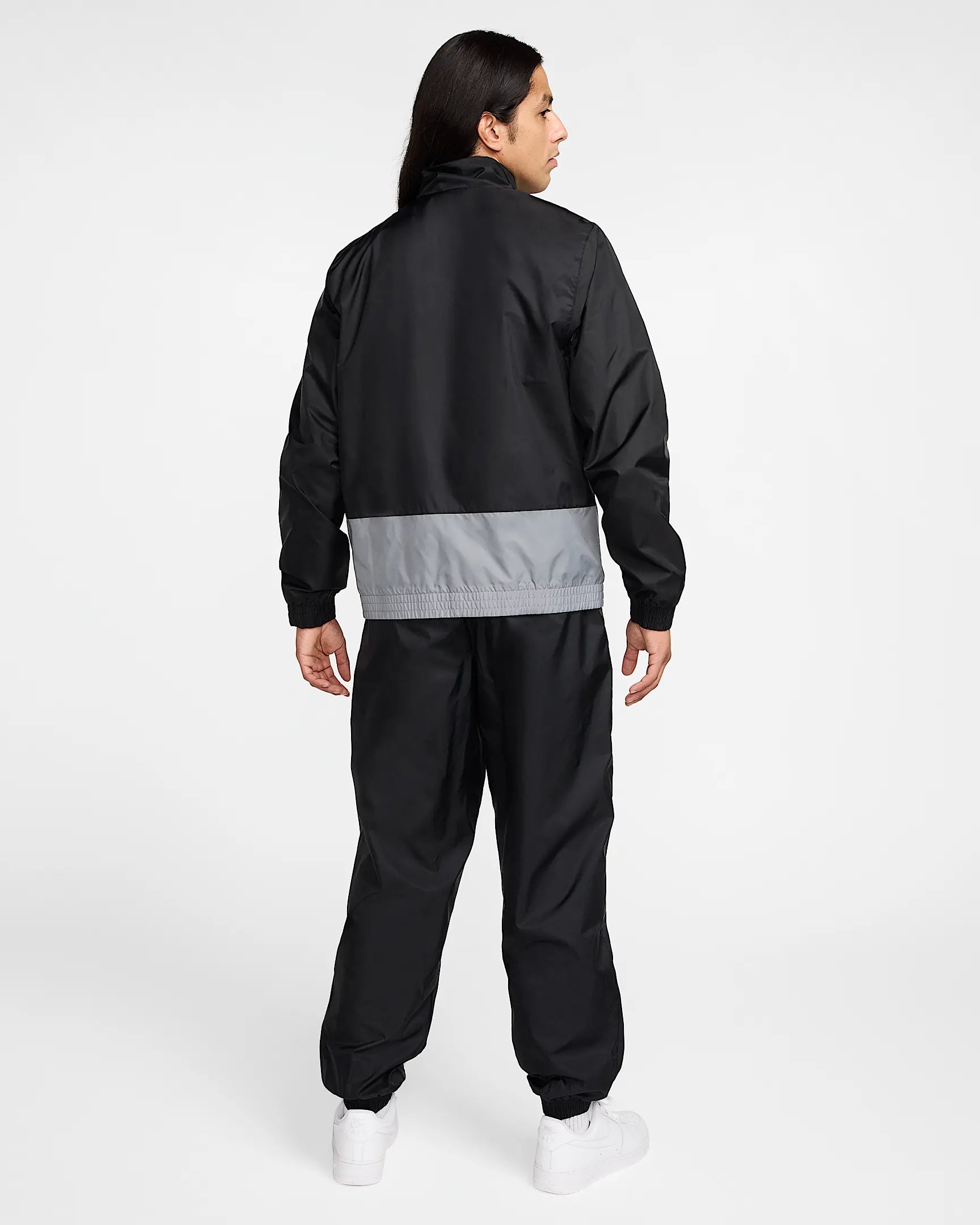 NIKE Tuta Leggera In Microfibra Con Zip e Cappuccio Grigia/Nera