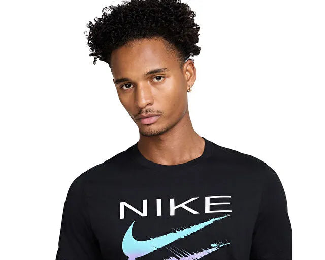 NIKE T-Shirt Swoosh Colorati Nera