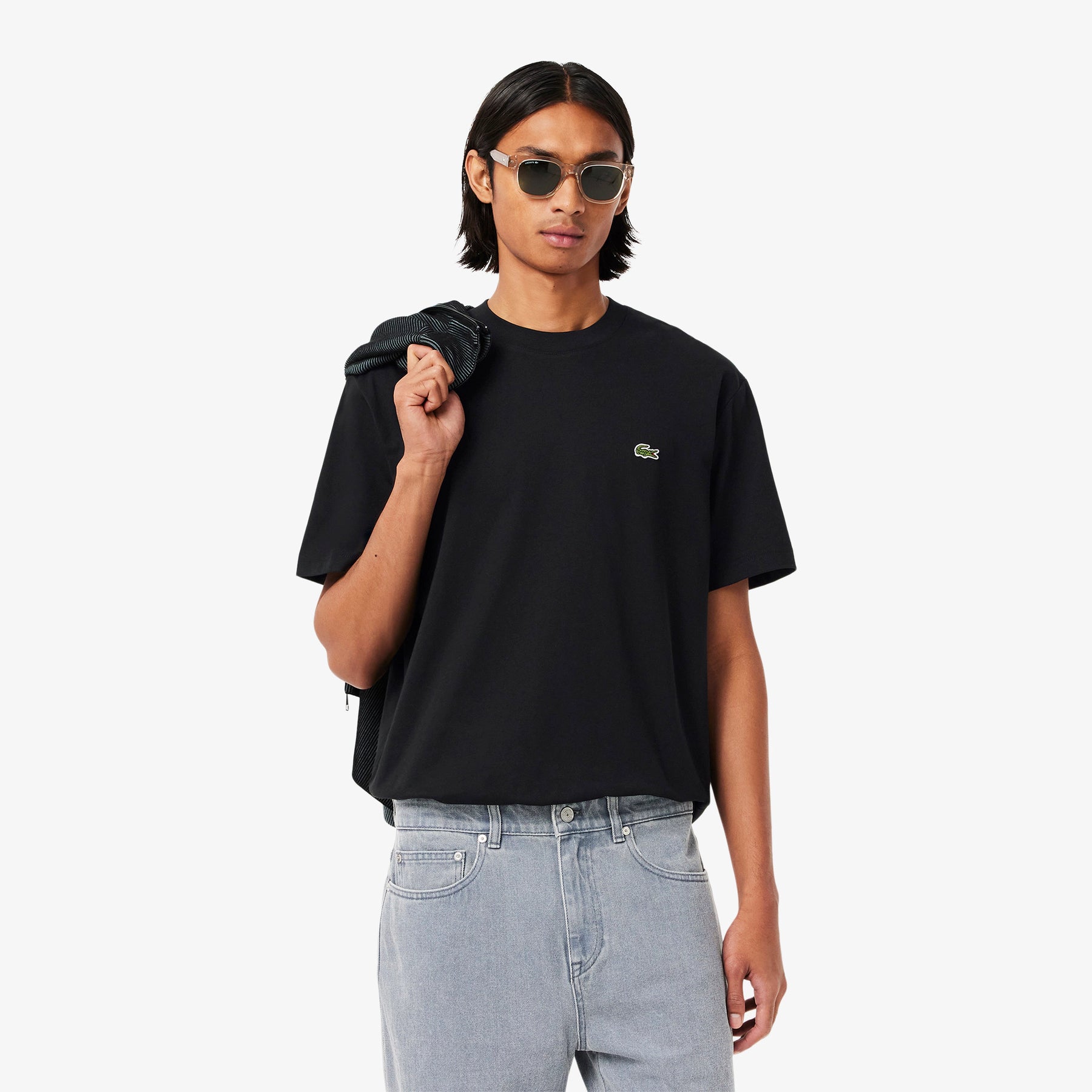 LACOSTE T-Shirt Basic in Cotone Pima Nera