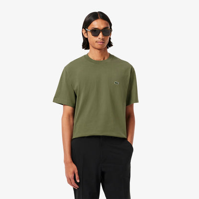LACOSTE T-Shirt Basic In Cotone Verde Cachi
