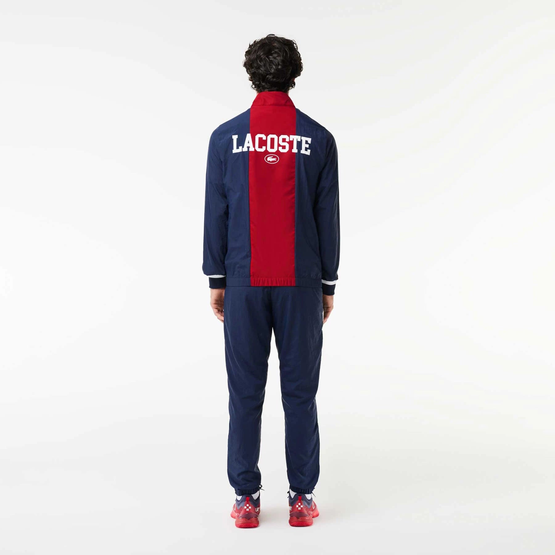 LACOSTE Tuta Leggera In Microfibra Medvedev Con Zip Senza Cappuccio Blu/Rossa