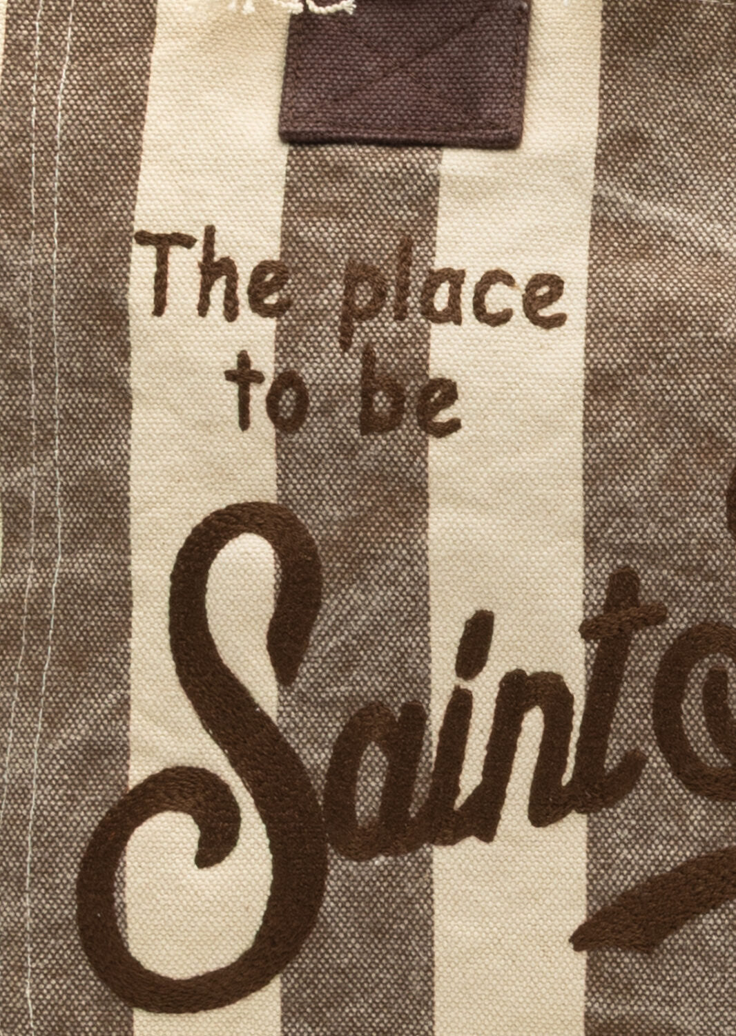 SAINT BARTH Borsa a Spalla Vanity Stripes Pop In Canvas Marrone/Beige
