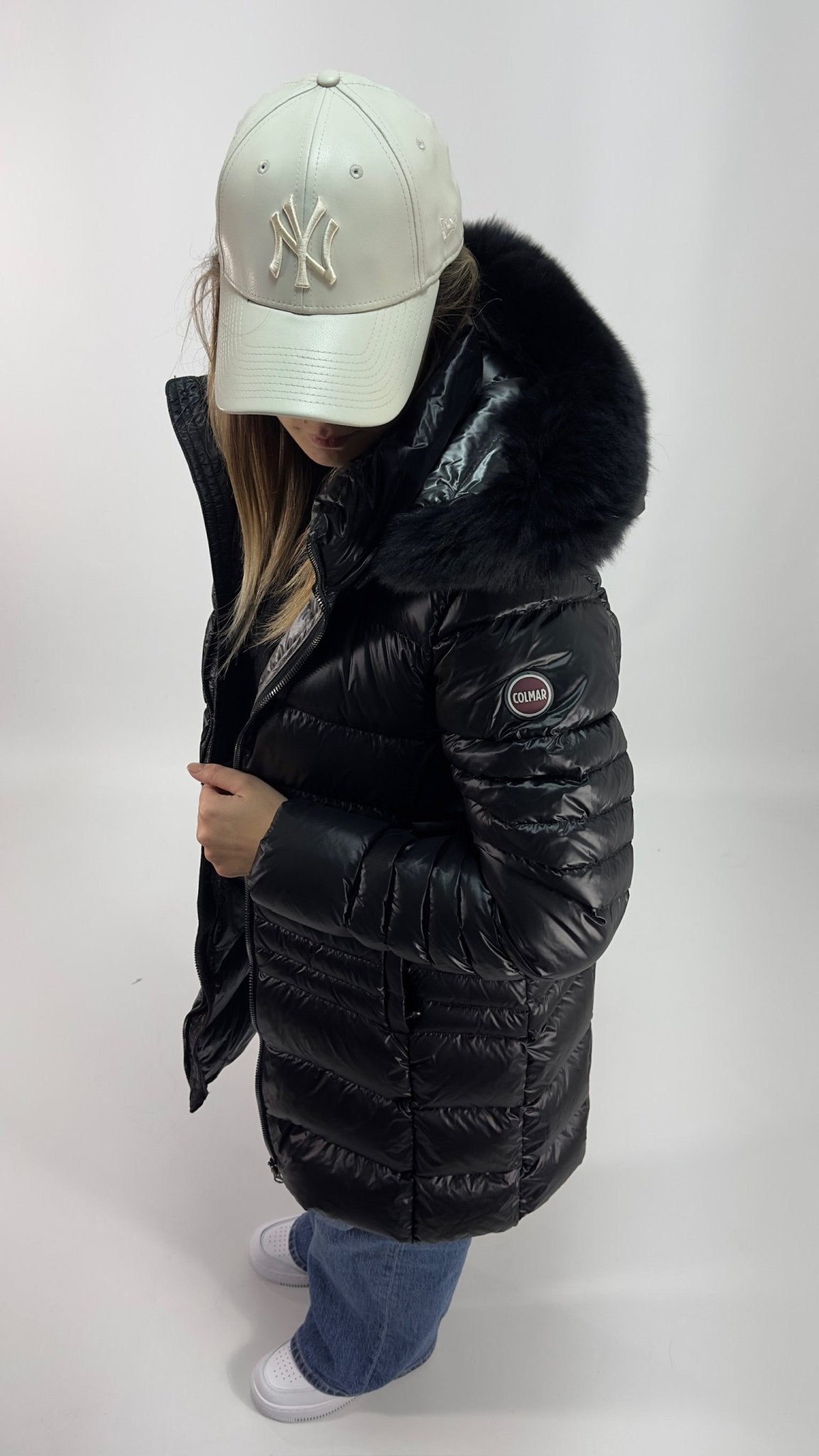 COLMAR Donna Piumino Cangiante Lungo con Pelliccia Nero - Colmar