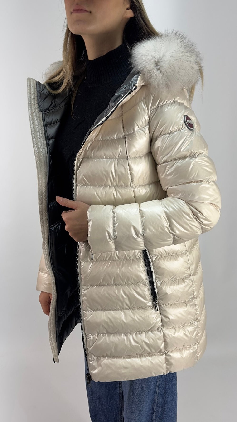 COLMAR Donna Piumino Cangiante Media Lunghezza con Pelliccia Beige - Colmar