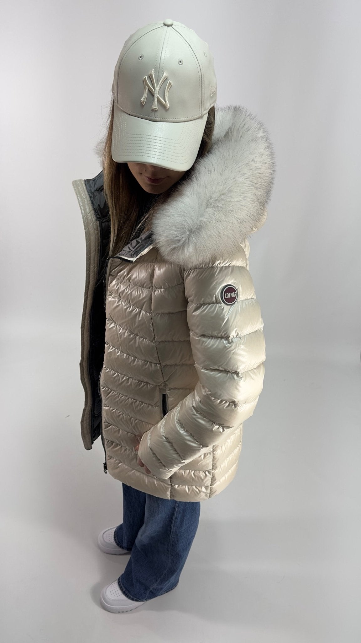 COLMAR Donna Piumino Cangiante Media Lunghezza con Pelliccia Beige - Colmar