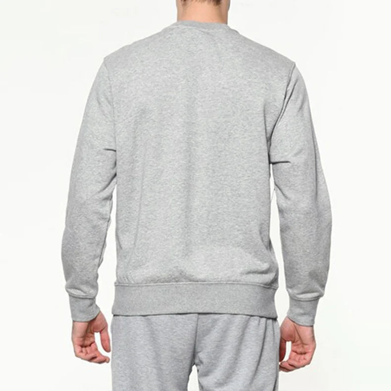 NIKE Felpa Girocollo Senza Cappuccio Cotone Garzato Grigio/Bianco