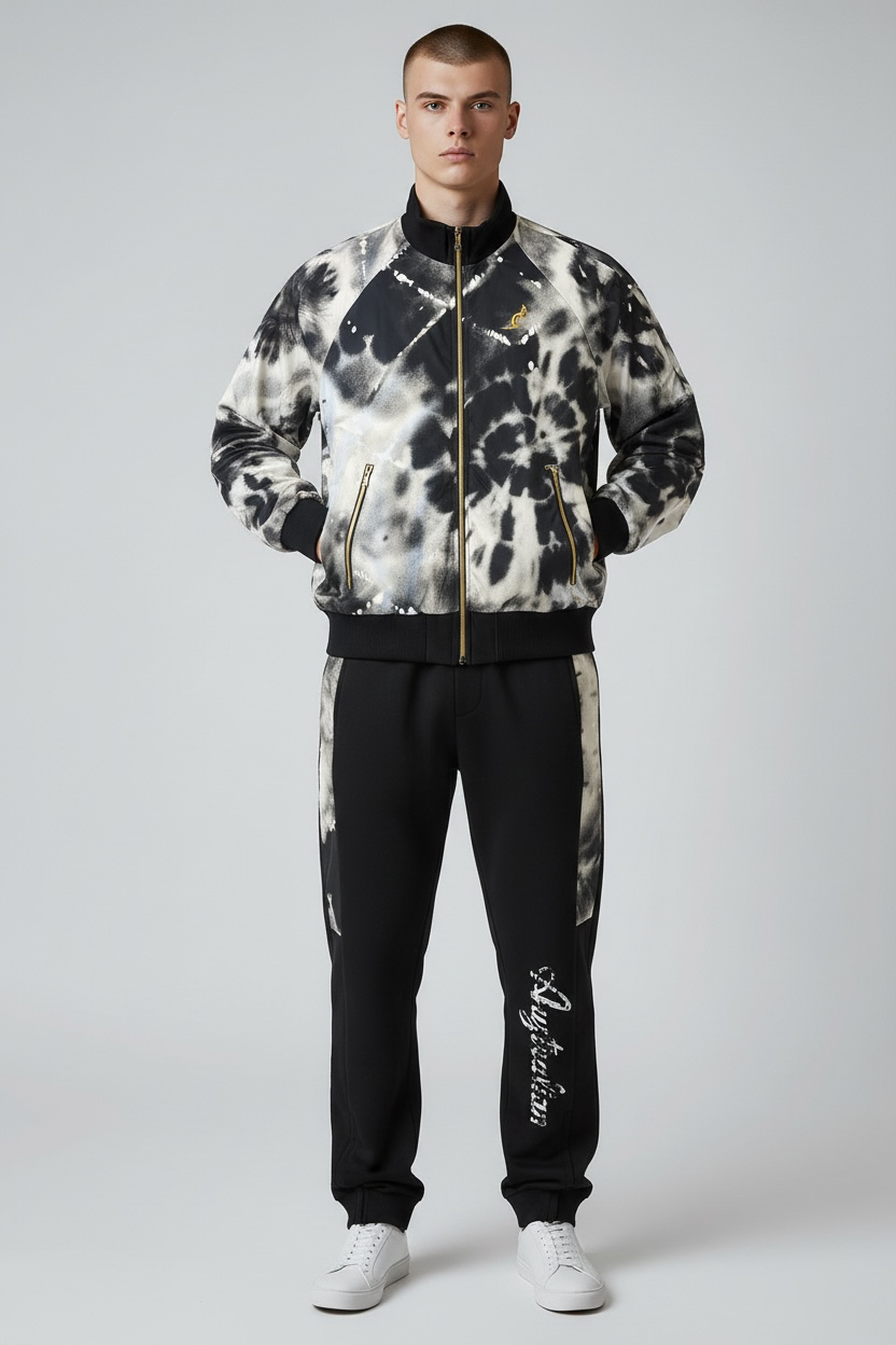 AUSTRALIAN Tuta Completa Double Face Limited Edition Senza Cappuccio Con Zip Oro Nero/Bianco