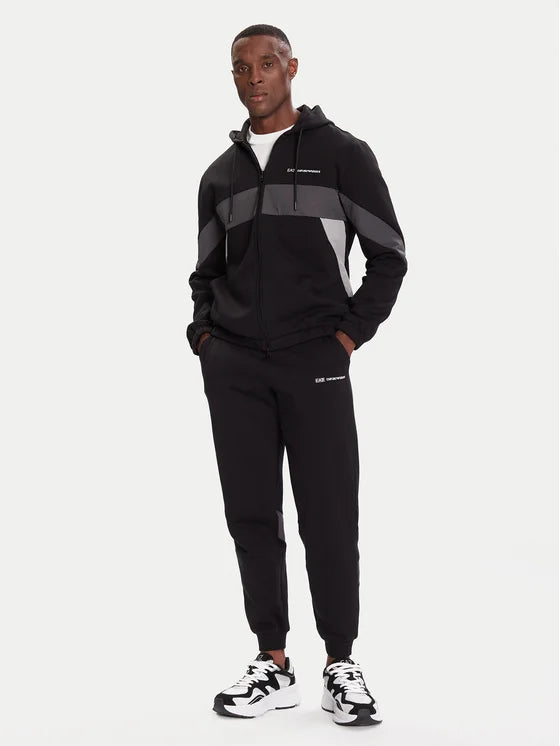 ARMANI Ea7 Tuta Completa Con Cappuccio e zip Felpata Nera 25/26