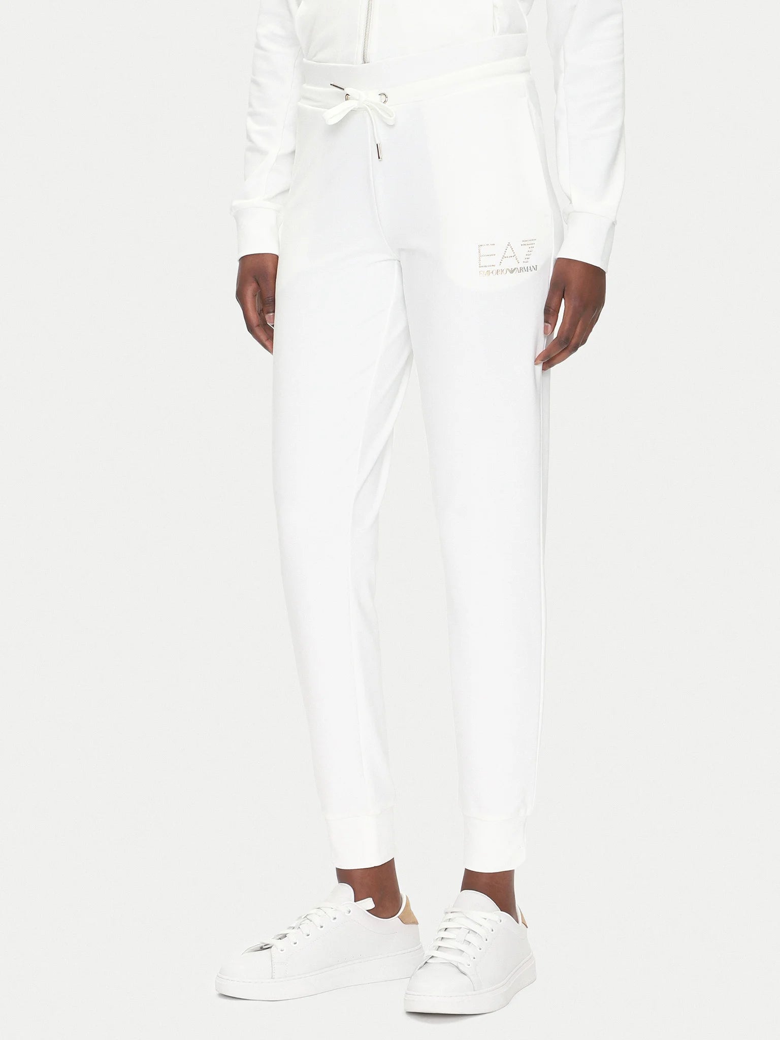 EMPORIO ARMANI TUTA BIANCA E ORO CON ZIP IN COTONE DONNA