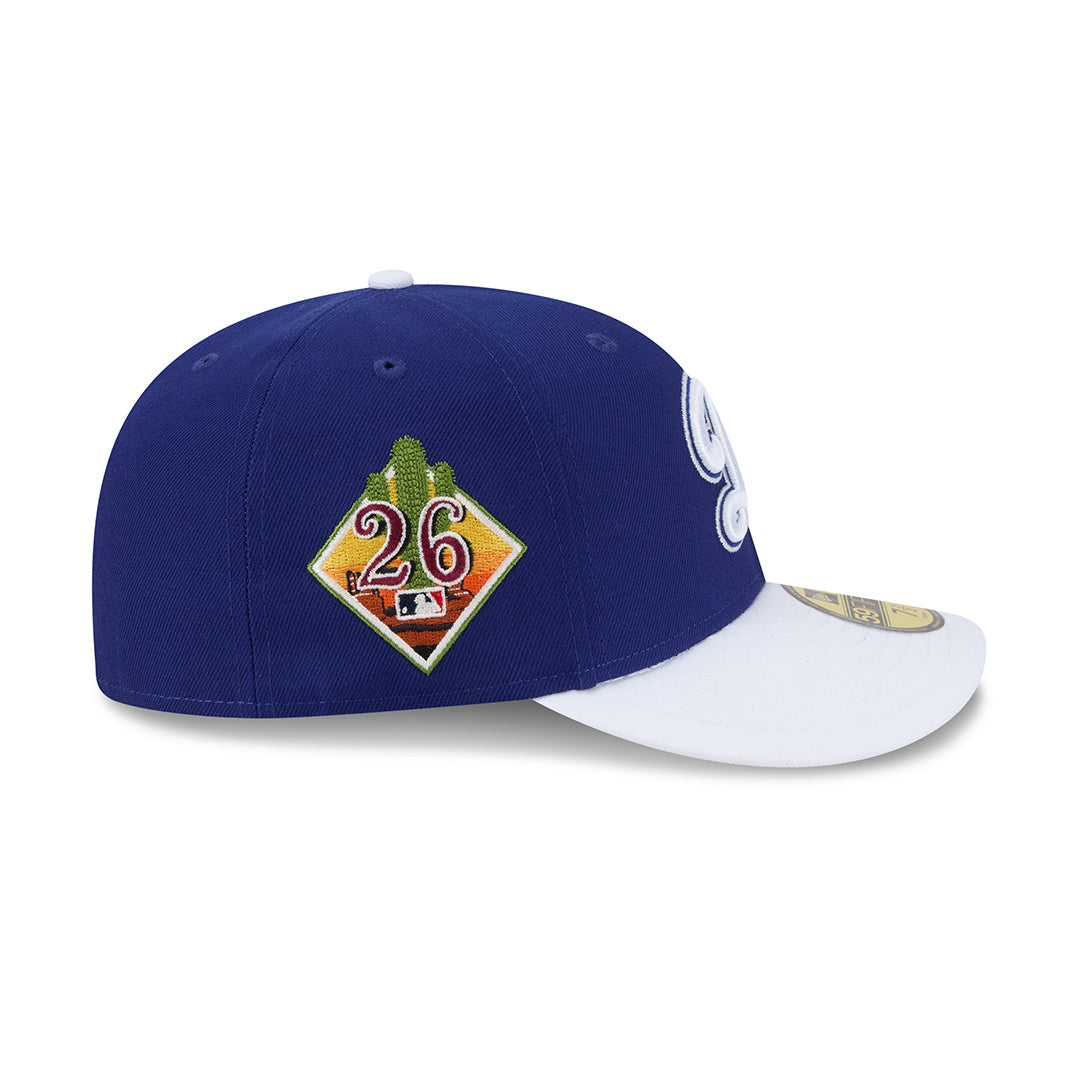 NEW ERA Cappello Con Visiera Pre-Curved 59Fifty Fitted Los Angeles Dodgers Blu Elettrico/Bianco Con Dettagli Ricamati
