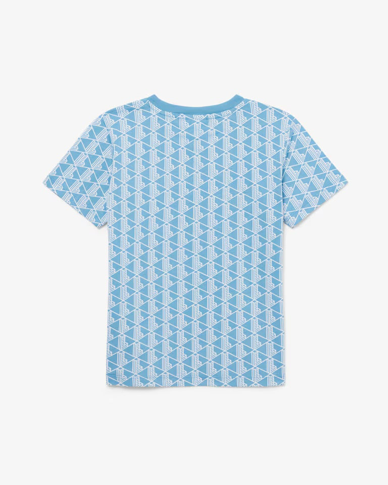 LACOSTE T-Shirt Monogram Bambino/Bambina Azzurra