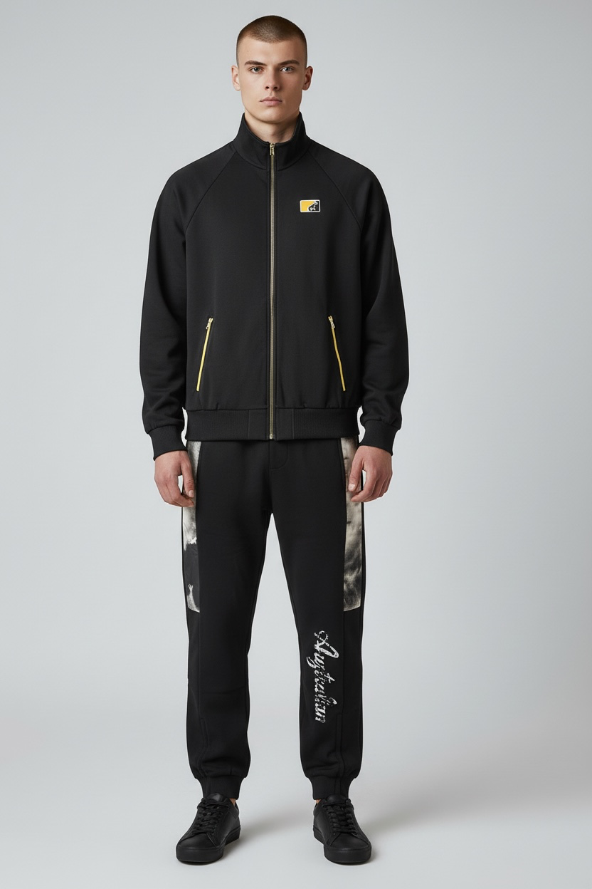AUSTRALIAN Tuta Completa Double Face Limited Edition Senza Cappuccio Con Zip Oro Nero/Bianco