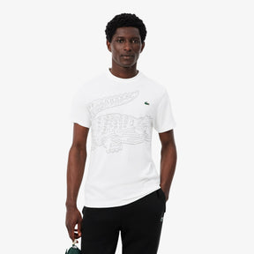 LACOSTE T-Shirt Ultra Dry Stampa Coccodrillo Bianca