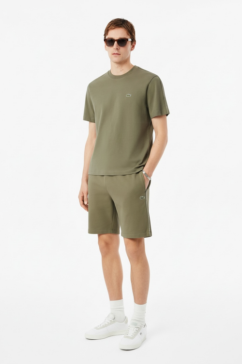 LACOSTE Completino Con Bande a Righe In Cotone Verde Cachi