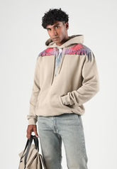 COUNTY OF MILAN Felpa Con Cappuccio Marcelo Burlon Beige Con Ali Rosse