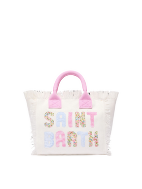 SAINT BARTH Borsa a Mano Colette Multic Patch Bianca/Rosa