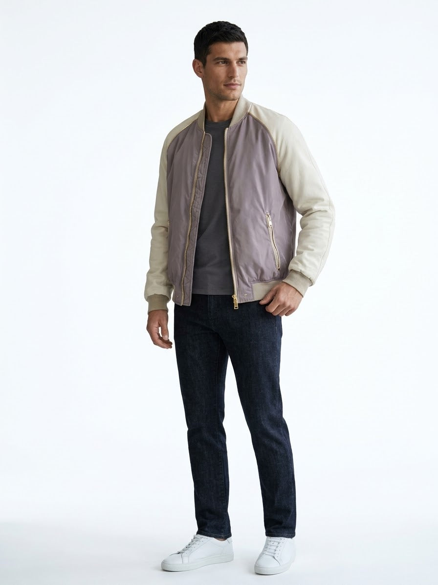 SOLDIER Jacket In Nylon Con Zip Beige