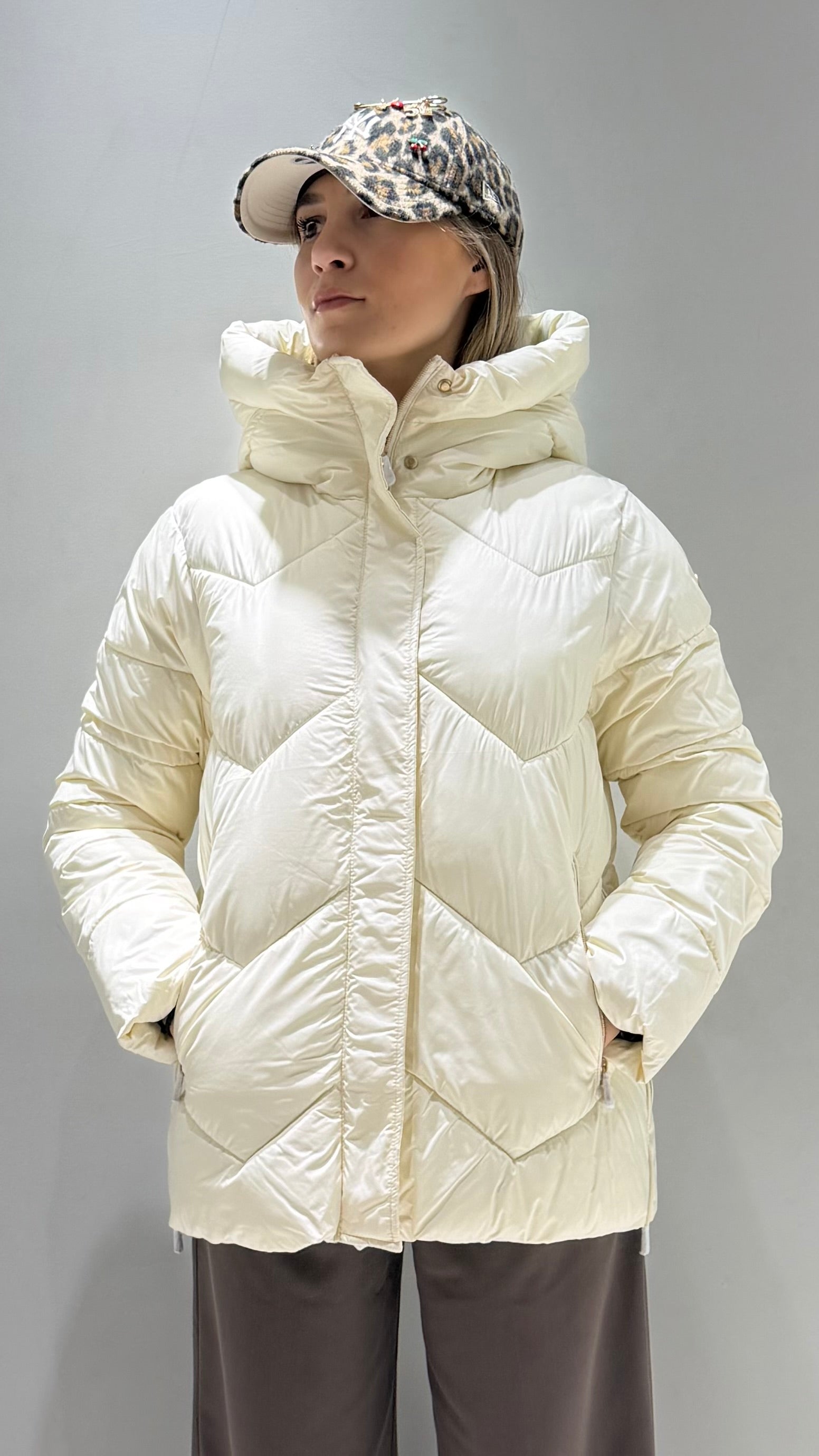 CONTE OF FLORENCE DONNA GIUBBOTTO FASCIATO CORTO PANNA