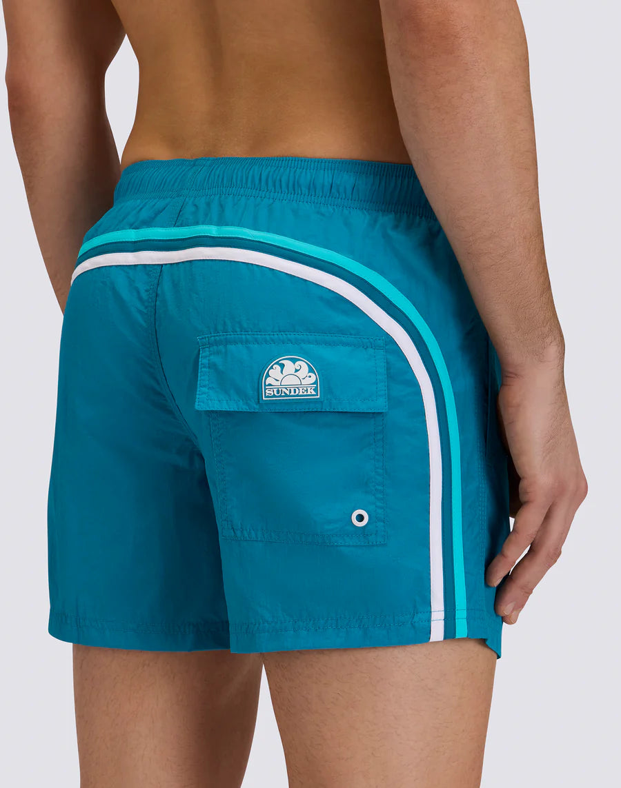 SUNDEK Costume Da Bagno Blu Chiaro Con Strisce Azzurre/Bianche/Blu