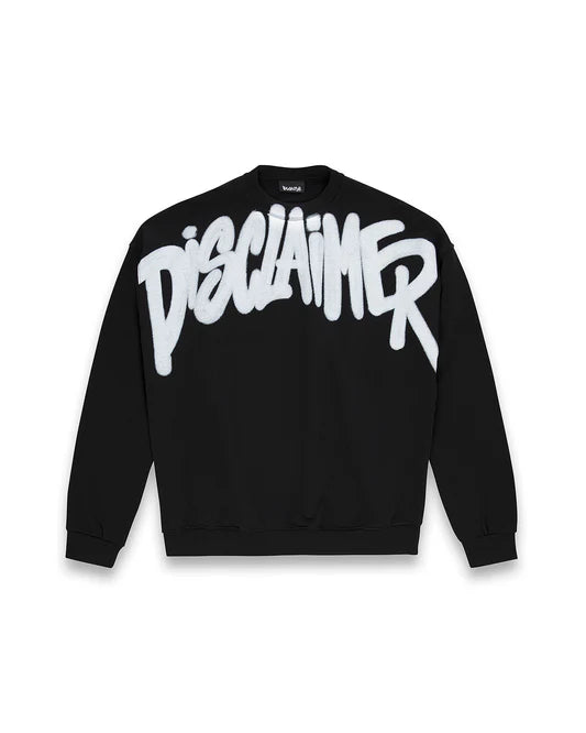 DISCLAIMER Felpa Girocollo Nera Logo Bianco