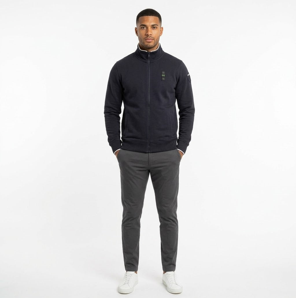 BLAUER Felpa Con Zip Senza Cappuccio Blu