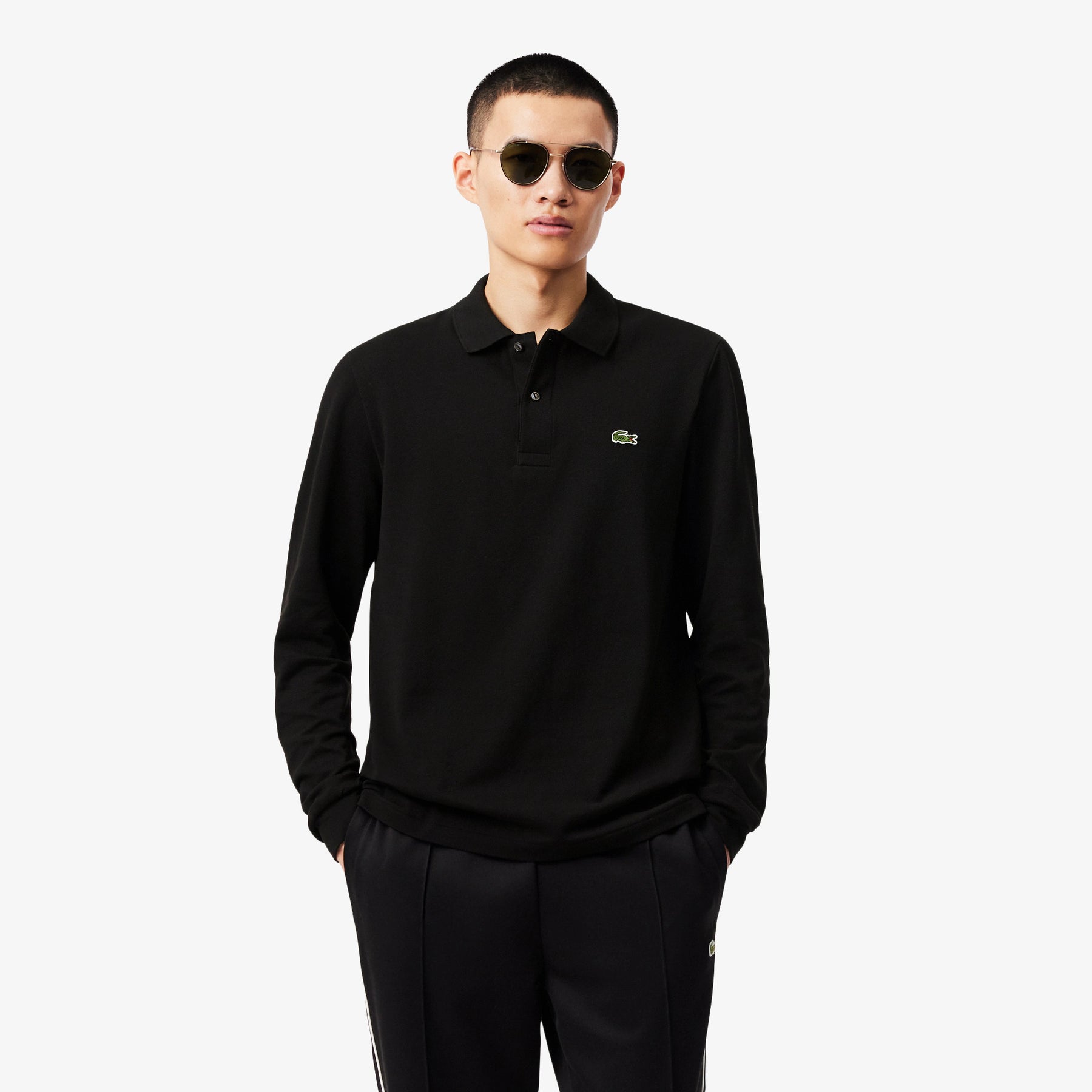 LACOSTE Polo Maniche Lunghe Nera