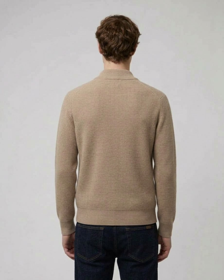 GIANNI LUPO Cardigan In Maglia Con Zip Beige