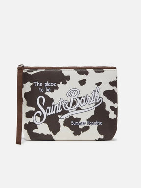 SAINT BARTH Pochette Aline In Scuba Cow West Grafica Animalier Mucca