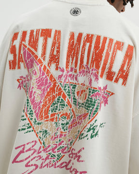 BUTISH T-Shirt SANTA MONICA Stampa Fronte e Retro Con Strass Bianca