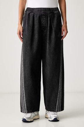 ADIDAS Jeans Donna Fondo Largo Denim Grigio