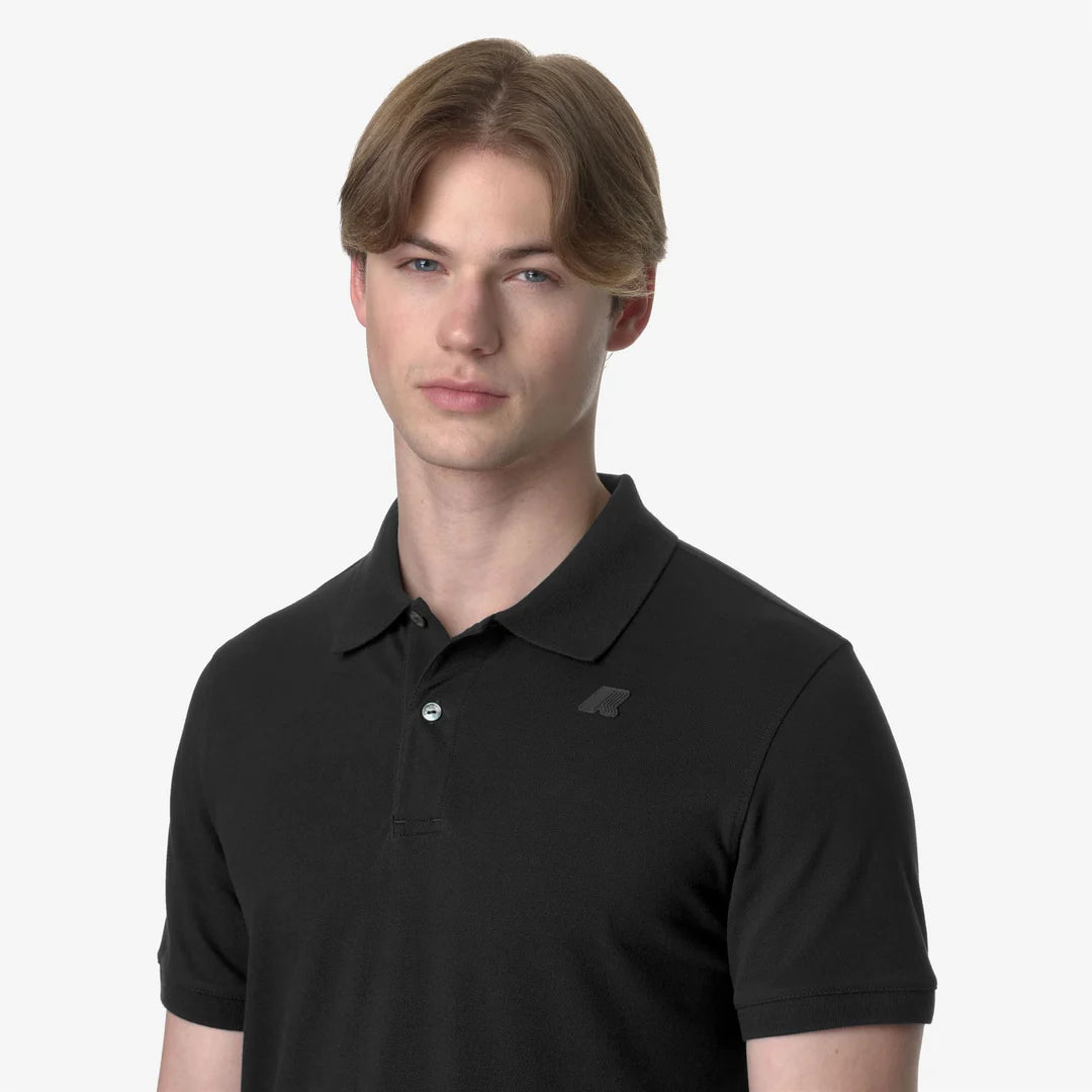 K-WAY Polo Amede Pique Logo Tono Su Tono Nera