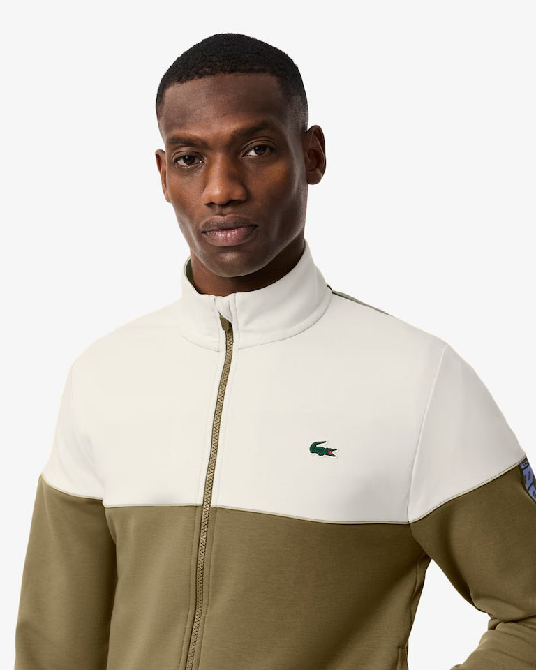 LACOSTE Tuta In cotone con banda laterale verde e beige