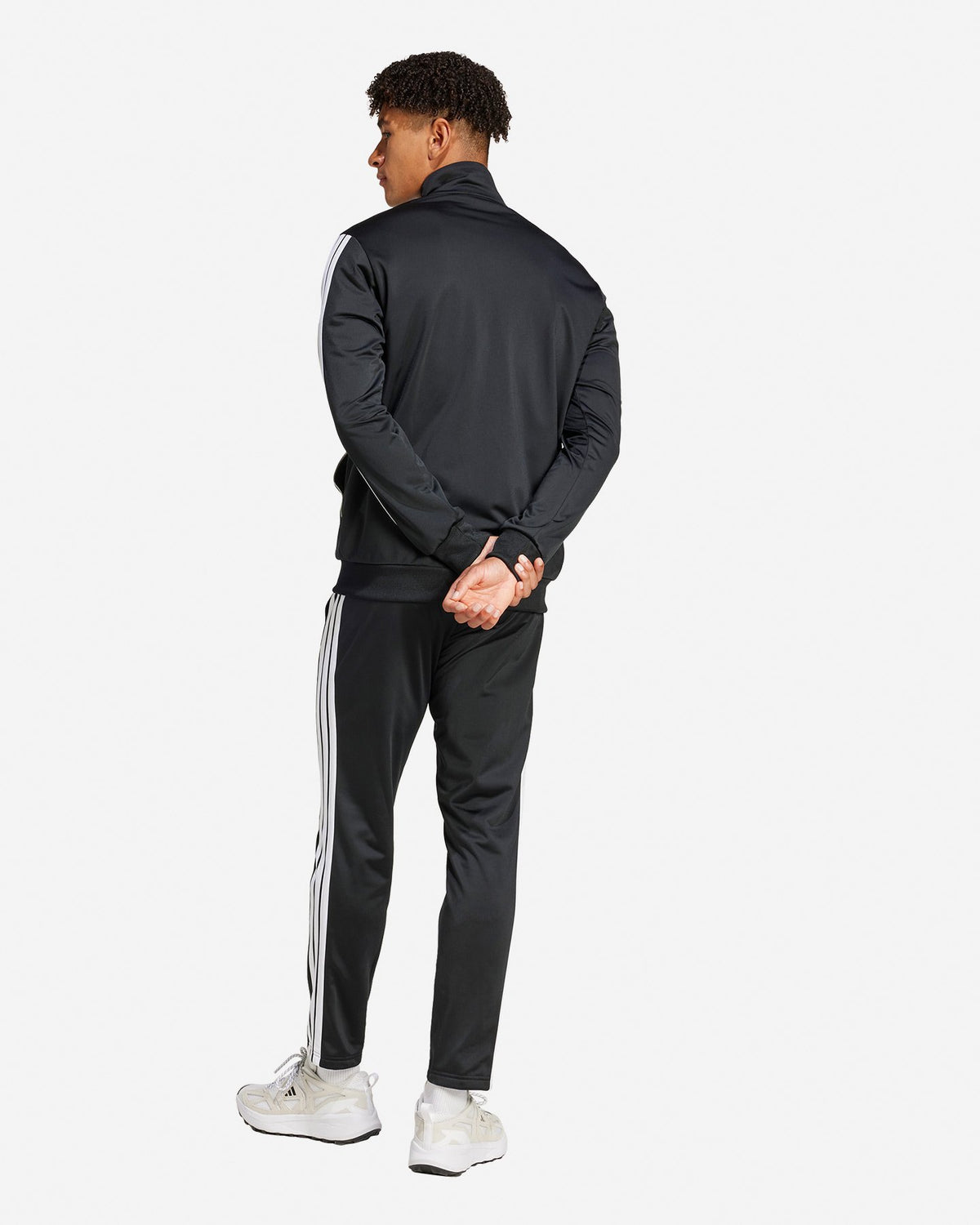 ADIDAS Tuta Leggera Acetata Con Zip Senza Cappuccio Con Strisce Laterali Nera/Bianca 2025/2026