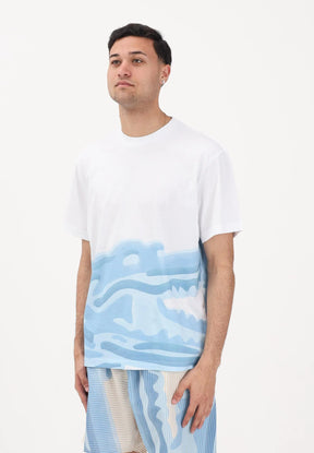 LACOSTE Completino Mare Mezze Maniche e Pantaloncino Costume Bianco/Azzurro