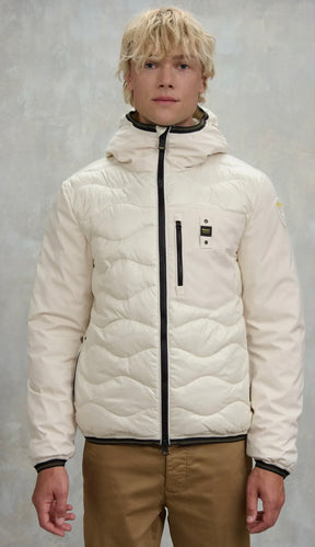 BLAUER Giubbotto Uomo Piumino Invernale Ondulato Manica Liscia Panna