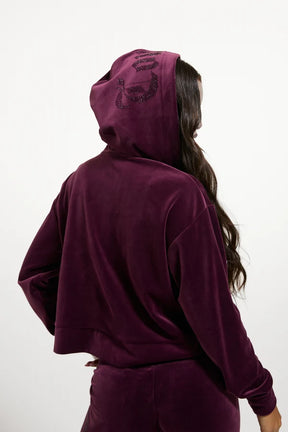 JUICY COUTURE TUTA IN VELLUTO CON LOGO JUICY IN STRASS – BORDEAUX