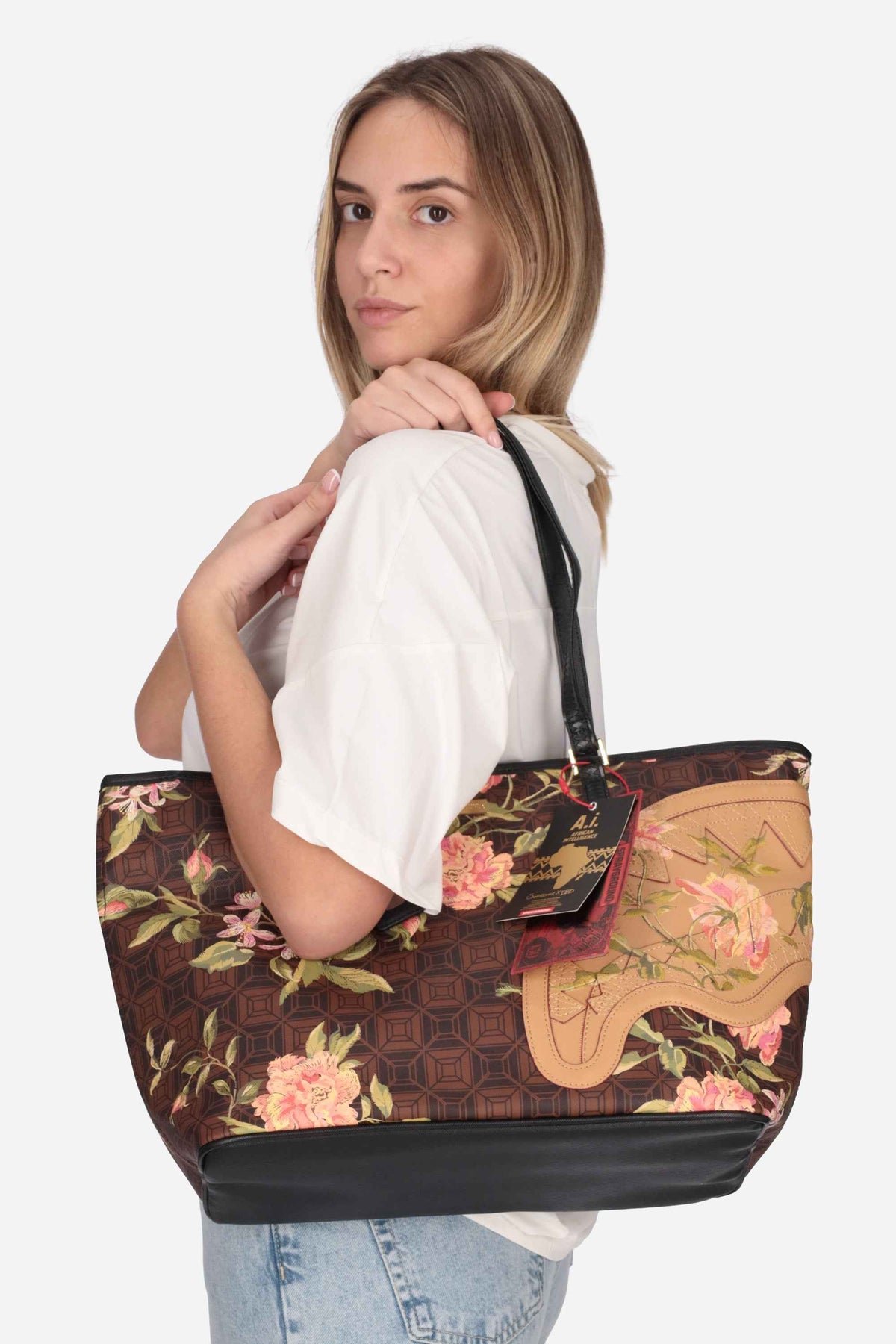 SPRAYGROUND BORSA  HENNY FLORAL TOTE Marrone