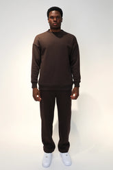 SOLDIER Tuta Felpata Girocollo Pantalone Baggy Marrone