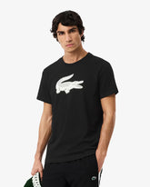 LACOSTE T-Shirt Logo Centrale Nera e Bianca