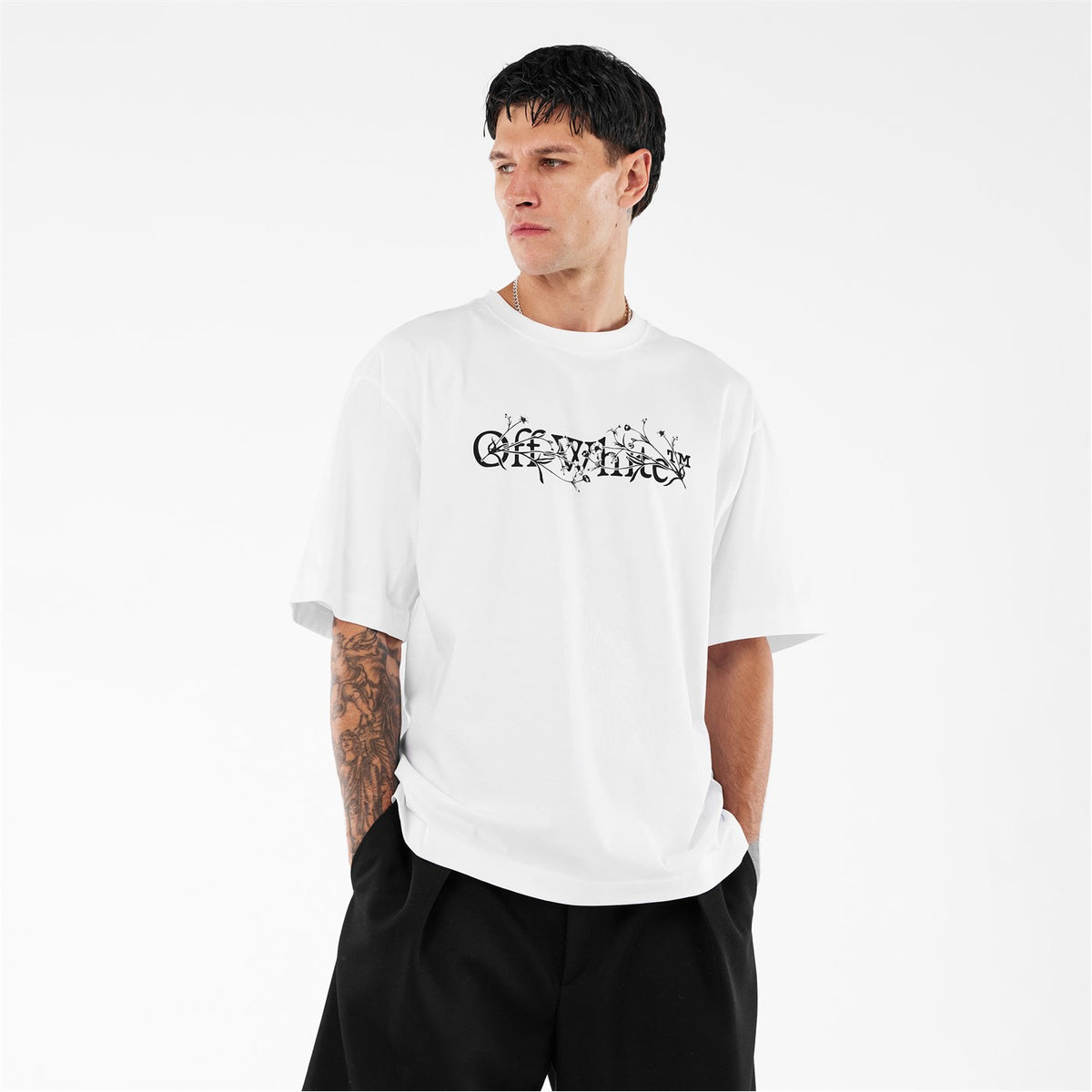 OFF-WHITE T-shirt Flower Skate Stampa AvantiBianca