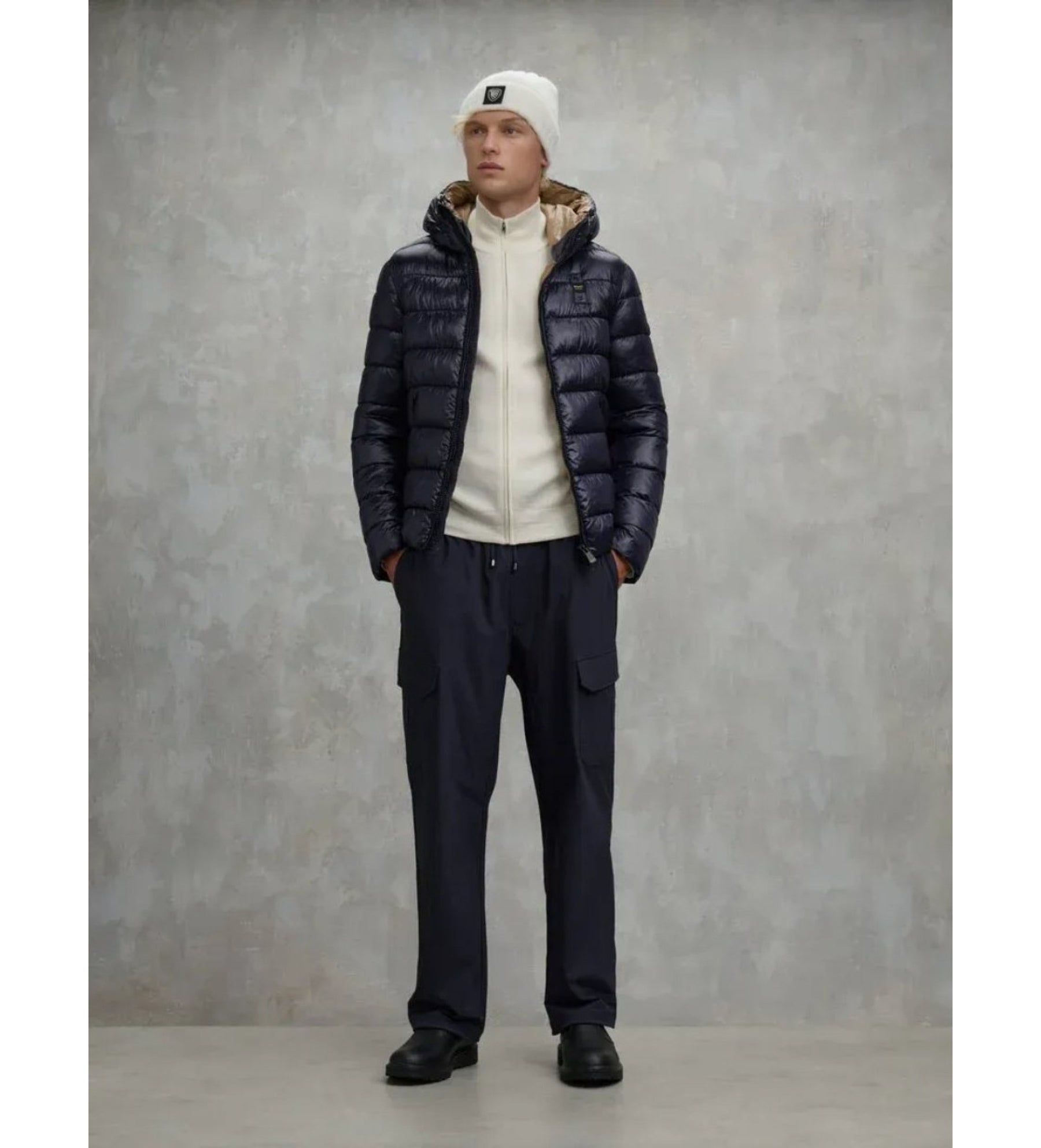 BLAUER Giubbotto Uomo Ovattato Invernale Fasciato Blu