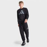 ADIDAS Tuta Felpata Bambino Tre Strisce Girocollo Nera/Bianca
