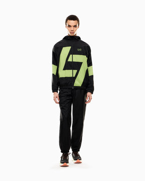 EMPORIO ARMANI Tuta Leggera In Microfibra Con Zip Doppio 7 Nera e Fluo 25/26