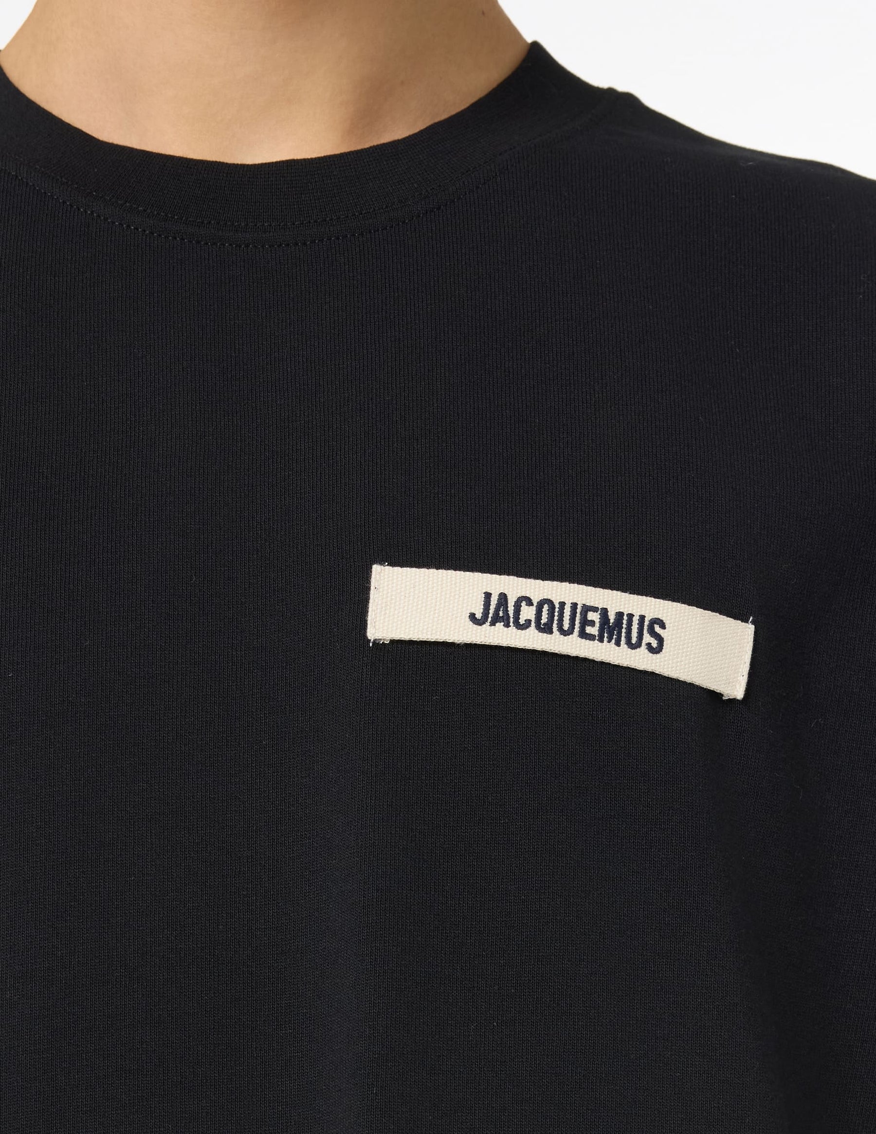 JACQUEMUS T-Shirt In Cotone Con Logo In Rilievo Nera