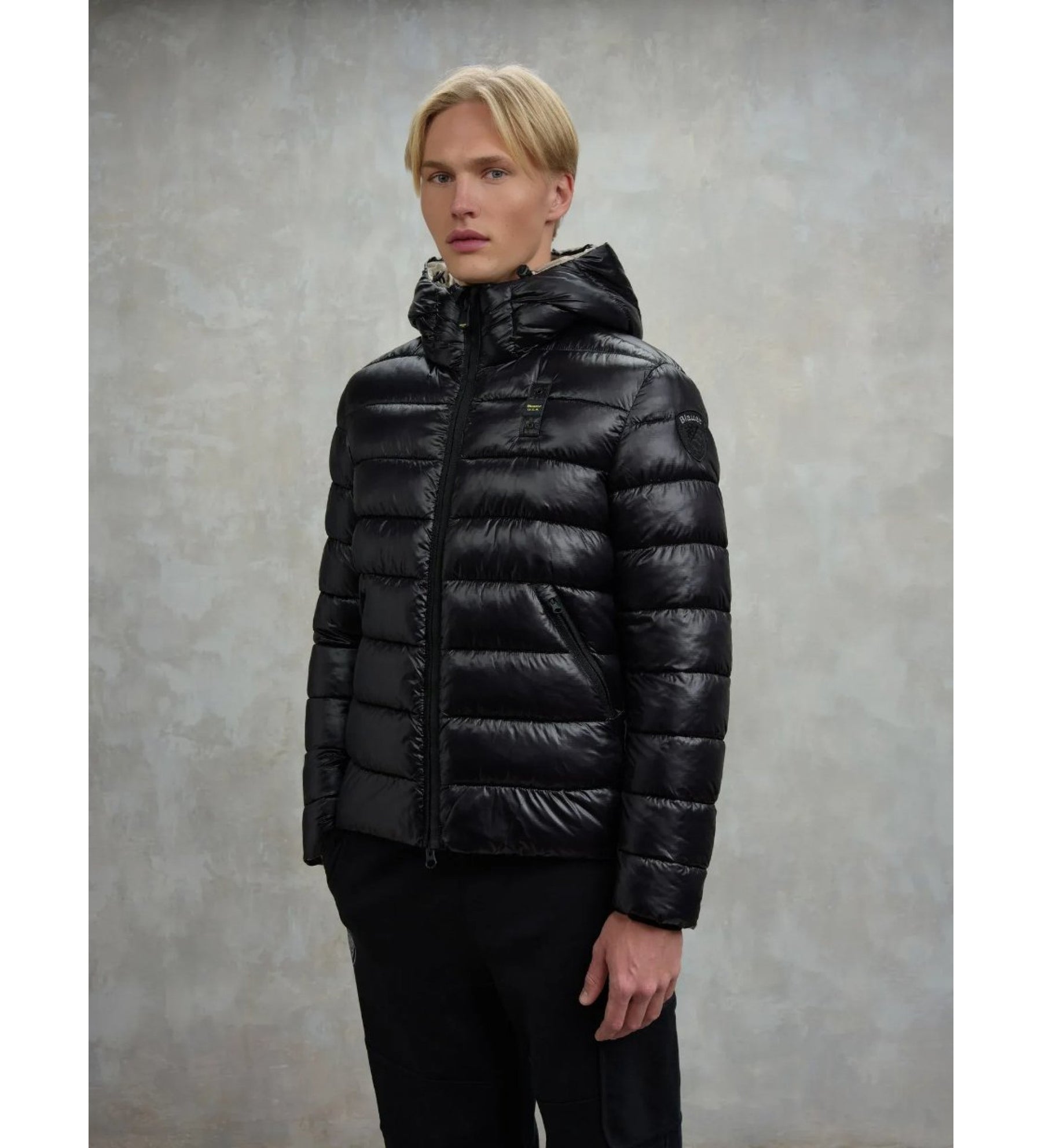 BLAUER Giubbotto Uomo Ovattato Invernale Fasciato Nero