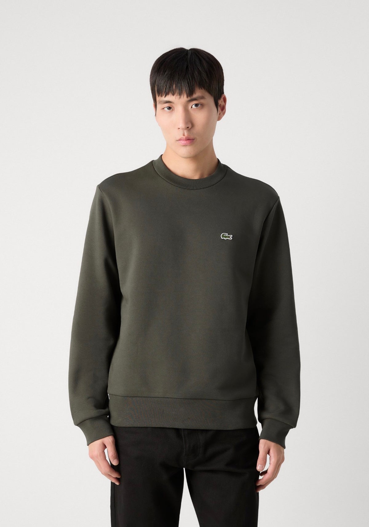 LACOSTE Felpa Girocollo Verde Militare
